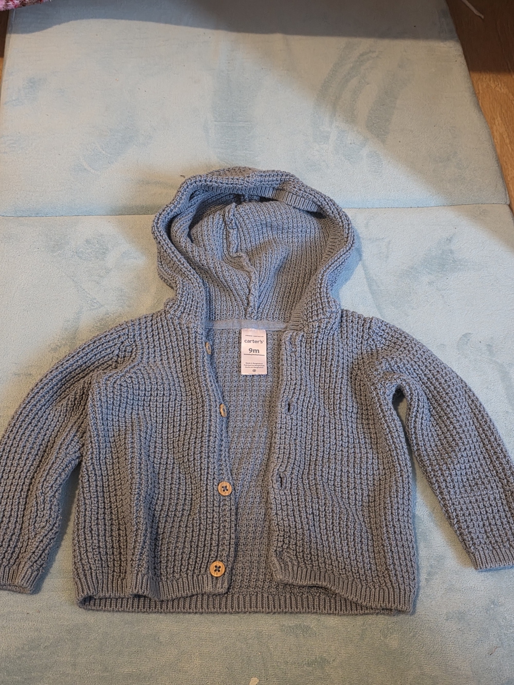 Carter's Baby Hooded Knit Cardigan Jacket - Light Blue